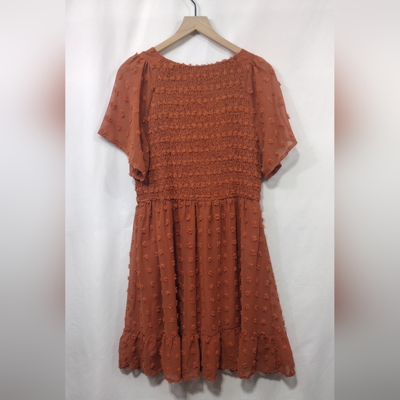 NWT Tecrew Flowy Chiffon Swing Beach Dress Womens L Orange Coastal Vacation - Picture 7 of 10